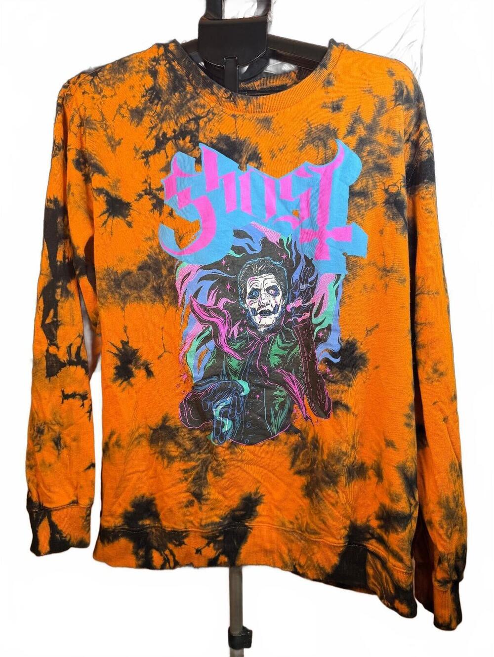 Hot Topic Ghost Tie-Dye orange Sweatshirt sz XL